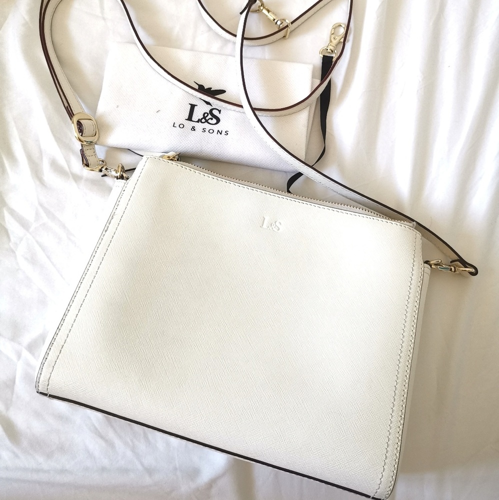 Lo & Sons Pearl White saffiano bag